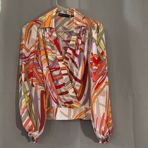 New York & Co Multicolor Abstract Blouse